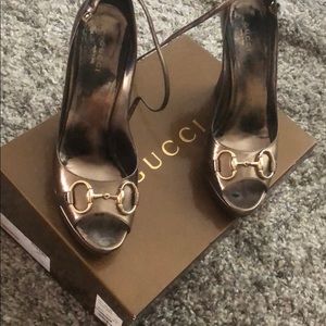 Bronze Gucci High Wedges